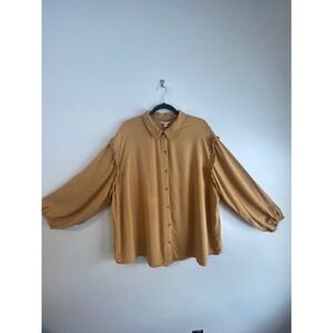 Women's Gold Top Poet Soft Flowing Full Button Tunic Blouse     Size 22/24
